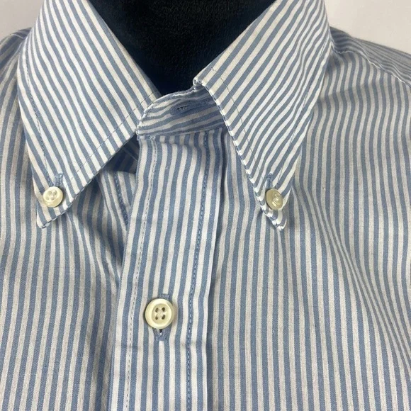 Sadlebreed Easy Care Pin Stripe Blue and White Button Down Shirt - Picture 5 of 7